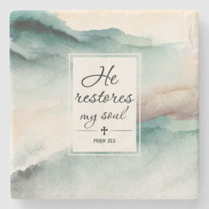 Psalm 23-inch4 Hij herstelt mijn Soul Cross Stenen Onderzetter