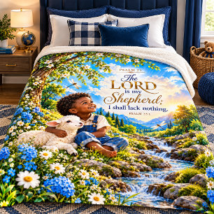 Psalm 23 Jongen en Lam Christelijke Schriftuur Sherpa Deken