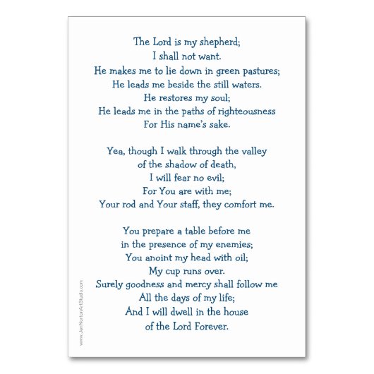 Psalm 23 Kaart van Prayer (Achterkant)