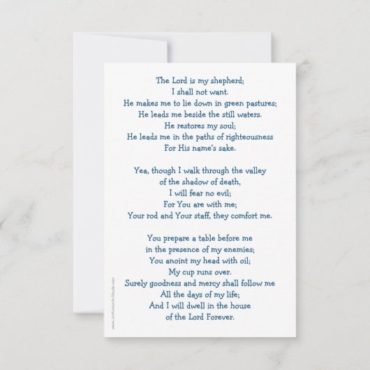 Psalm 23 Kaart van Prayer (Achterkant)