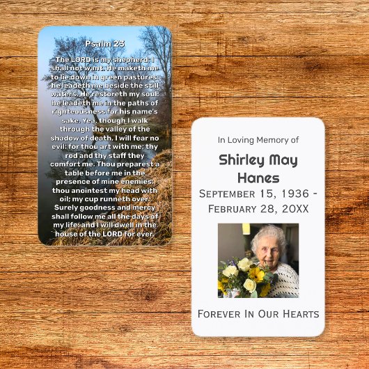 Psalm 23 Kalm Lake Memorial Gebed Kaart Visitekaartje