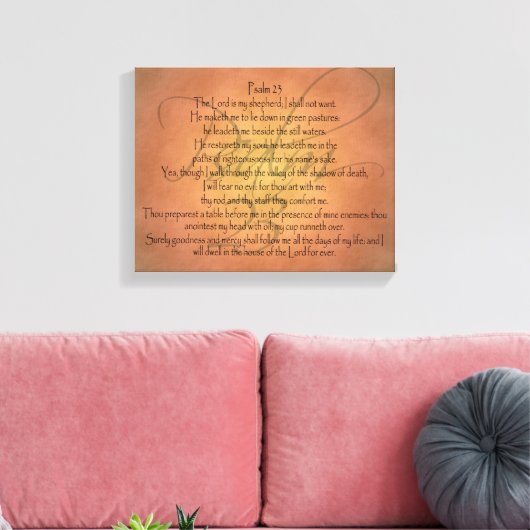 Psalm 23 KJV Christelijke Bijbelverse Canvas Afdruk (Insitu (Woonkamer))