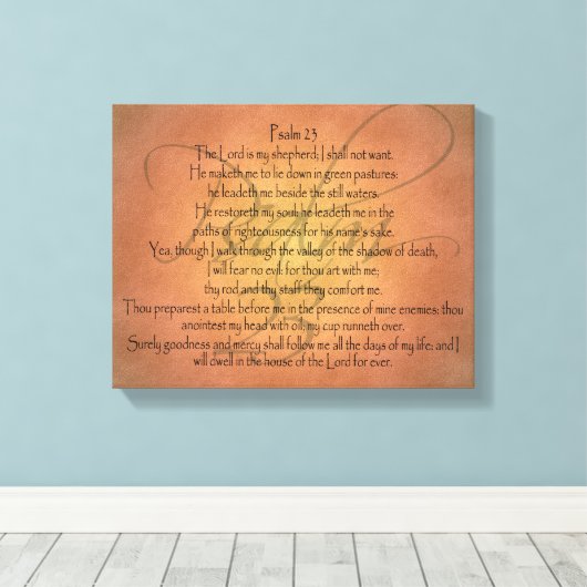 Psalm 23 KJV Christelijke Bijbelverse Canvas Afdruk (Insitu (Houten vloer))