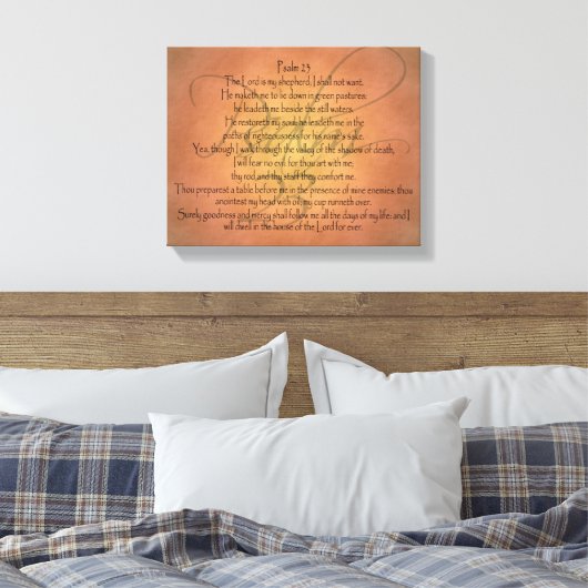 Psalm 23 KJV Christelijke Bijbelverse Canvas Afdruk (Insitu (Slaapkamer))