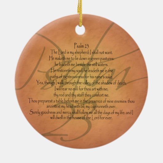 Psalm 23 KJV Christelijke Bijbelverse Keramisch Ornament (Achterkant)