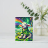 Psalm 23 KJV Kaarten - Happy Lamb Visitekaartje (Staand voorkant)