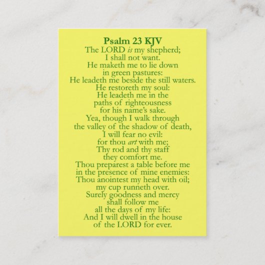 Psalm 23 KJV Kaarten - Lam Visitekaartje (Achterkant)