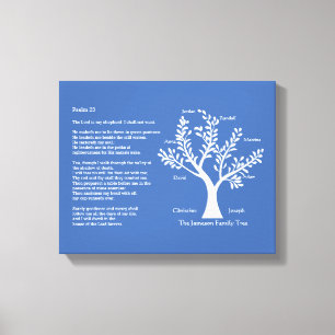 Psalm 23 KJV met stamboom, Canvas Afdruk