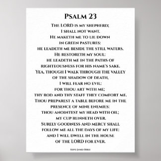 Psalm 23 KJV Vet Cinzel-lettertype Poster