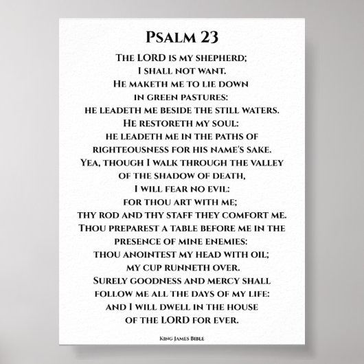 Psalm 23 KJV Vet Cinzel-lettertype Poster (Voorkant)