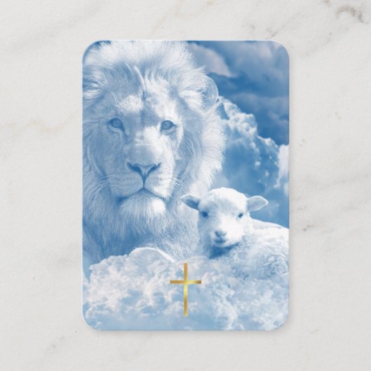 Psalm 23 Leeuw & Lam Gebedskaart Plaatskaartje (Voorkant)