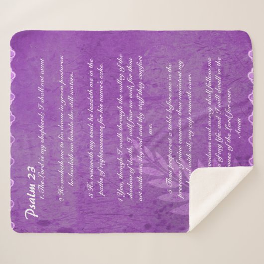 Psalm 23 Lila Sherpa Deken (Voorkant (horizontaal))