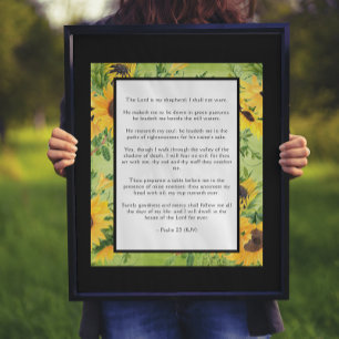 Psalm 23 Lord is My Shepherd KJV Sunflower Poster