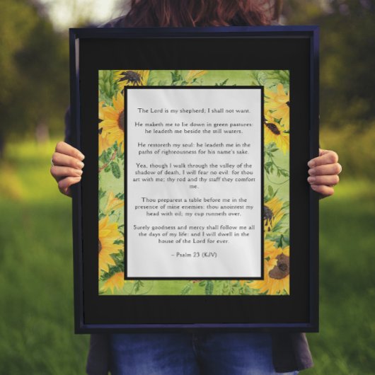 Psalm 23 Lord is My Shepherd KJV Sunflower Poster