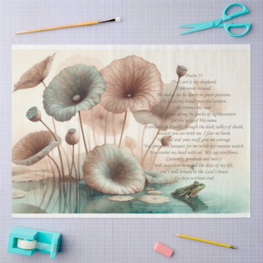 Psalm 23 Lotus, Kikkervijver Decoupage Tissuepapier (Craft)