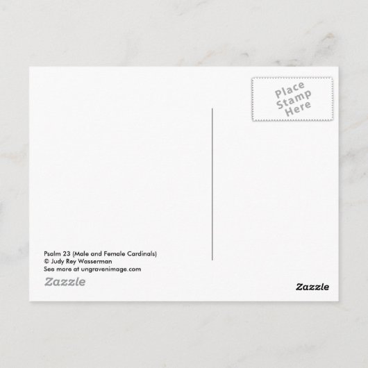 Psalm 23 Mannelijk en Vrouw Kardinaal briefkaart (Achterkant)