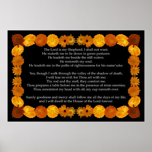 Psalm 23 met een Calendula-Lijst Poster (Voorkant)