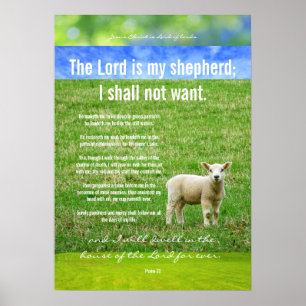 Psalm 23 met een mooi lammetje, Christelijk poster