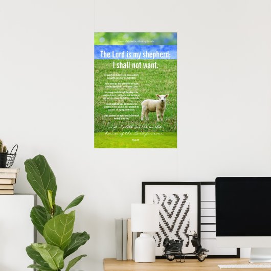 Psalm 23 met een mooi lammetje, Christelijk poster (Thuiskantoor)