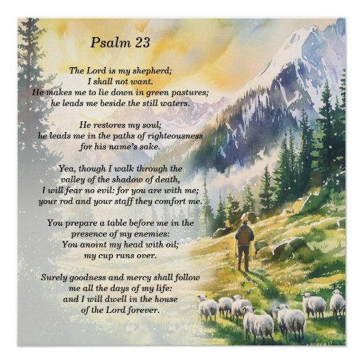 Psalm 23 Met herdersbeelden Perfect Poster (Voorkant)