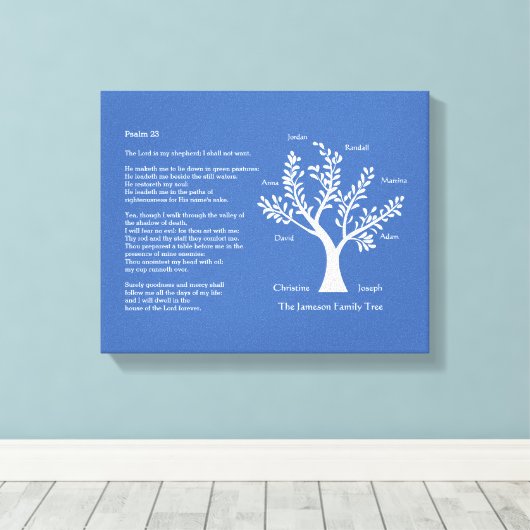 Psalm 23 met stamboom, canvas afdruk (Insitu (Houten vloer))