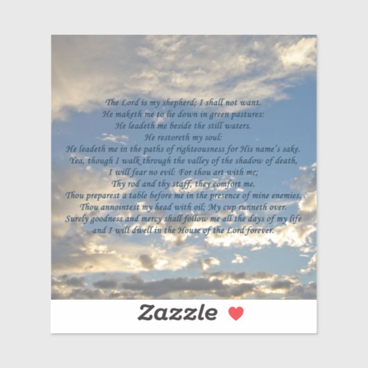 Psalm 23 Mooie bijbel Verse Christelijke blauwe he Sticker (Vel)