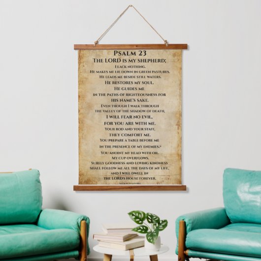 Psalm 23 {NHEB-versie.} Hangend Wandkleed (Woonkamer)