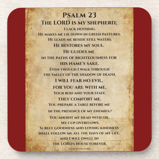 Psalm 23 { NHEB version.} Bier Onderzetter (Voorkant)