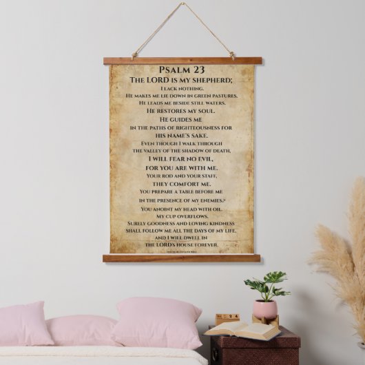 Psalm 23  { NHEB version.} Hangend Wandkleed (Slaapkamer)