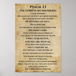 Psalm 23 { NHEB version.} Poster
