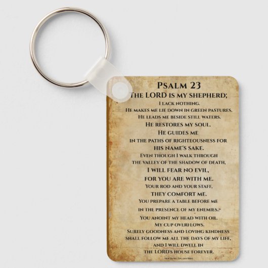 Psalm 23  { NHEB version.} Sleutelhanger (Voorkant)