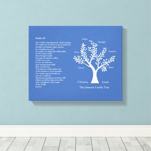 Psalm 23 NIV met stamboom, Canvas Afdruk (Insitu (Houten vloer))
