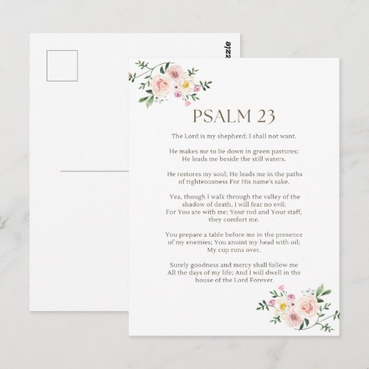 Psalm 23 NKJV De Heer is Mijn Herder Briefkaart (Voorkant / Achterkant)