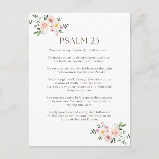 Psalm 23 NKJV De Heer is Mijn Herder Briefkaart (Voorkant)