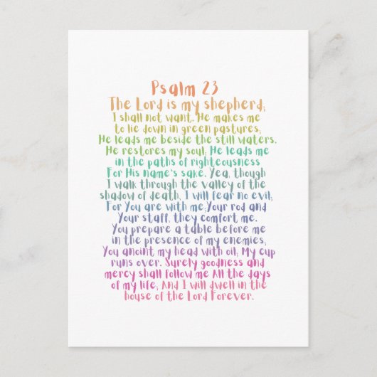 Psalm 23 NKJV De Heer is Mijn Herder Briefkaart (Voorkant)