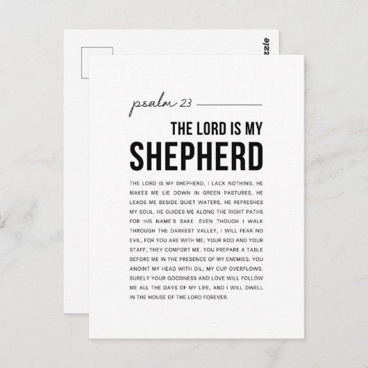 Psalm 23 NKJV De Heer is Mijn Herder Briefkaart (Voorkant / Achterkant)