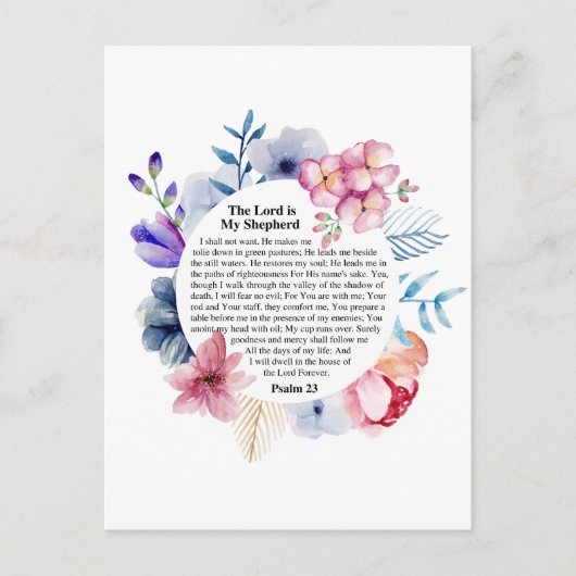 Psalm 23 NKJV De Heer is Mijn Herder Briefkaart (Voorkant)