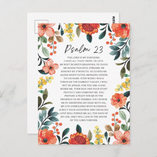 Psalm 23 NKJV De Heer is Mijn Herder Briefkaart (Voorkant / Achterkant)