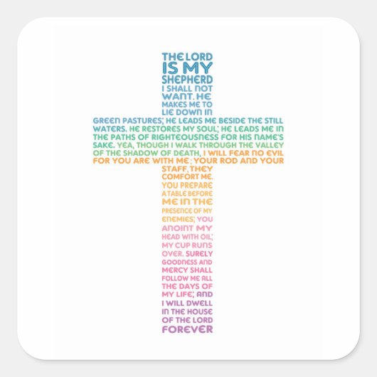 Psalm 23 NKJV De Heer is Mijn Herder Vierkante Sticker (Voorkant)