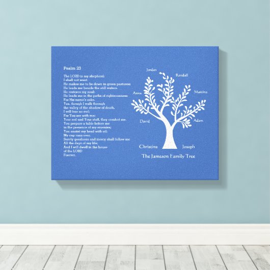 Psalm 23 NKJV met stamboom, Canvas Afdruk (Insitu (Houten vloer))