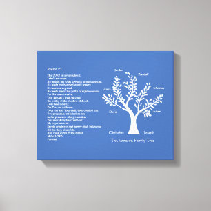 Psalm 23 NKJV met stamboom, Canvas Afdruk