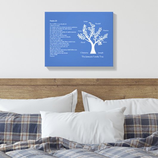 Psalm 23 NKJV met stamboom, Canvas Afdruk (Insitu (Slaapkamer))