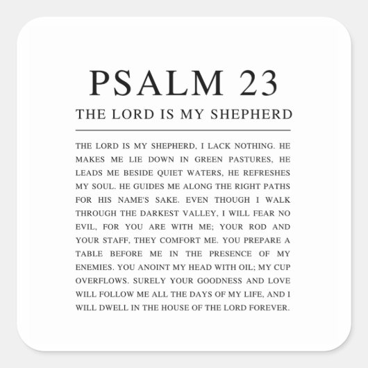 Psalm 23 NKJV Sticker (Voorkant)
