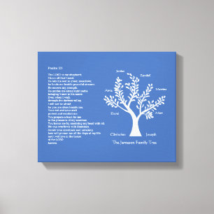 Psalm 23 NLT met familiestructuur, Canvas Afdruk