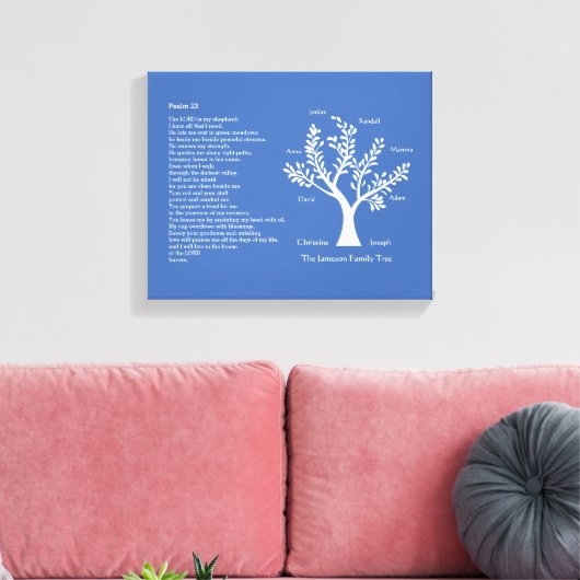Psalm 23 NLT met stamboom, Canvas Afdruk (Insitu (Woonkamer))