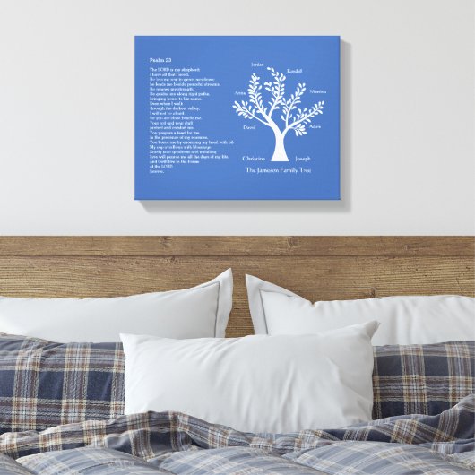 Psalm 23 NLT met stamboom, Canvas Afdruk (Insitu (Slaapkamer))
