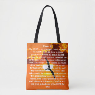 Psalm 23 Oranje Zonsondergang Meeuw Tote Bag