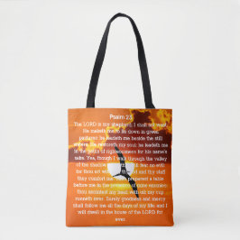 Psalm 23 Oranje Zonsondergang Zeemeeuw Tote Bag