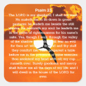 Psalm 23 Oranje Zonsondergang Zeemeeuw Vierkante Sticker (Voorkant)