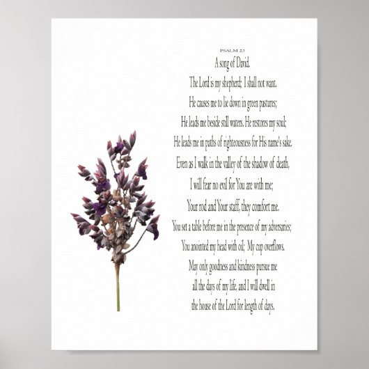 Psalm 23, Paars Geel Botanische Poster (Mat) (Voorkant)